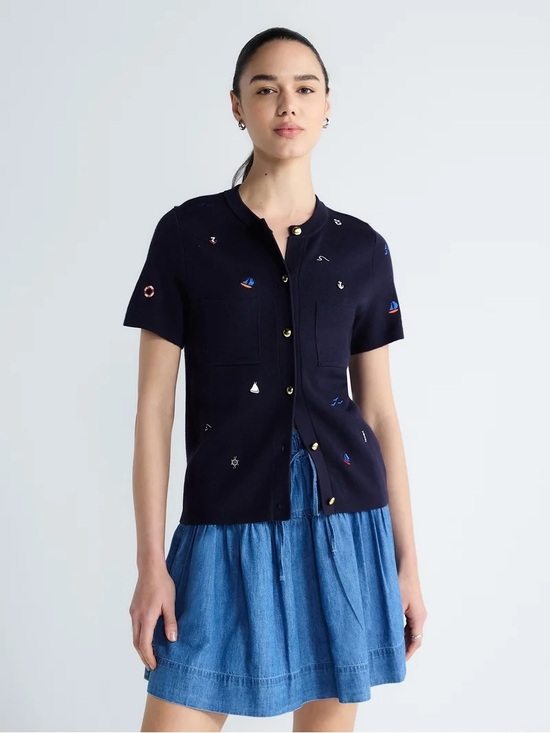 Free Assembly Sweaters - Free Assembly Nautical Embroidered Cardigan Sweater